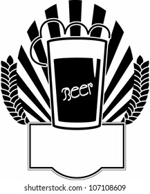 label with glass of beer