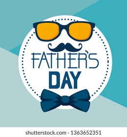 label with glasses and tie bow to fathers day
