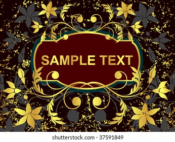 label with gold anemones