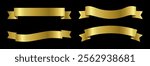 Label Gold Ribbon Set elements. Elegant and Luxurious Button tag banner Vector illustration
