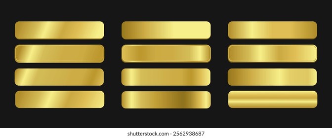 Label Gold Ribbon Set elements. Elegant and Luxurious Button tag banner Vector illustration