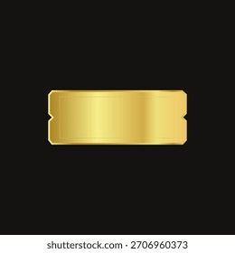 Goldenes Ticket mit metallischem Farbverlauf beschriften. Premium-Vektor-Gutschein-Vorlage auf dunklem Hintergrund. Perfekt für Design, Einladungen und Aktionen.