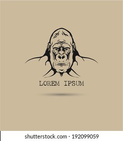 Label with a gorilla. Vector illustration.