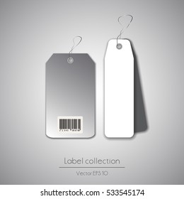 Label gradient and white hanging tag collection illustration on gray background