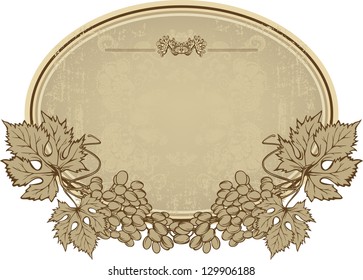 Label with grapes, hand-drawing. Vector illustration.