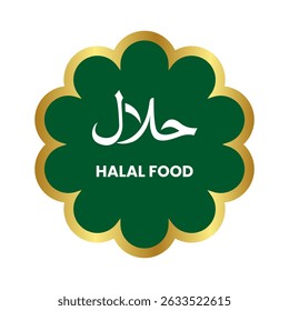 Label green badge halal for food industry packaging and halal certification