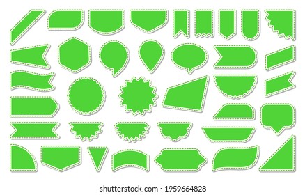 Label green flat icon set. New, sale, offer sticker. Buy banner collection. Promotion paper ribbon shape sign, shop special business badge, best premium quality web design element, product mark