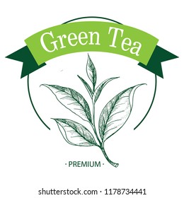 Label green tea. Illustration