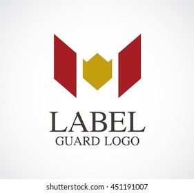 Label guard of shield abstract vector and logo design or template medal business icon of company identity symbol concept