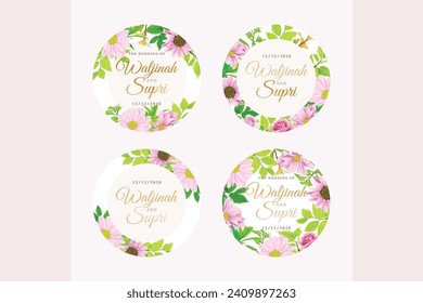 label hand drawn floral design