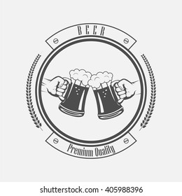 label the hand with a mug of beer