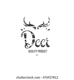 Label in hand-draw style with texture and lettering. Design elements on white background.