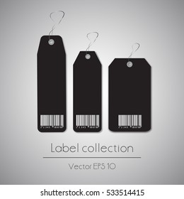 Label hanging black set tag collection illustration on gray background