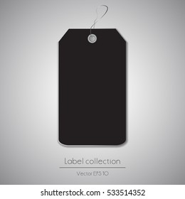 Label hanging black tag collection illustration on gray background