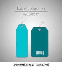 Label hanging blue tag collection illustration on gray background