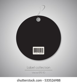Label hanging round black tag collection illustration on gray background