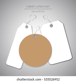 Label hanging round cardboard tag collection illustration on gray background