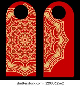 Label hanging tag collection. Design with floral mandala ornament. Vector illustration.