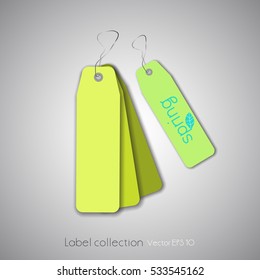 Label hanging tag collection spring color illustration on gray background
