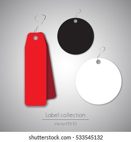 Label hanging tag round and rectangle collection illustration on gray background