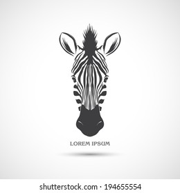 Label with the head of a zebra. Vector.