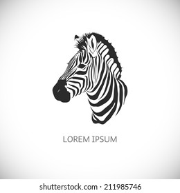 Label with the head of a zebra. Vector.