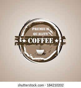 Label the heading of coffee/vector illustration/grunge