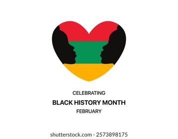 Label of heart for black history month freedom poster design background. African American people banner. Woman poster label holiday concept template. Vector illustration poster