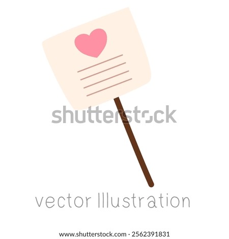 Label with heart concept Valentine’s Day vector illustration.