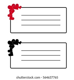 Label with hearts on white background. Vector illustration.