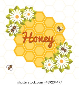 label honey bee. Vector illustration.