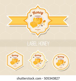 Label honey, vector.