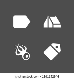 label icon. 4 label set with logo, tag and tent vector icons for web and mobile app