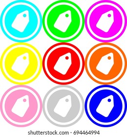 Label icon, circle sign design with different colors