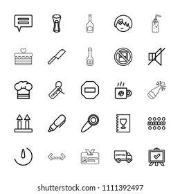 Label icon. collection of 25 label outline icons such as no laptop, jackpot, board, emo emot, milk glass, cargo tag, cargo arrow up. editable label icons for web and mobile.
