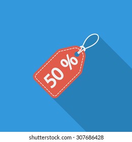 Label icon. Flat vector related icon with long shadow for web and mobile applications. It can be used as - logo, pictogram, icon, infographic element. Vector Illustration.