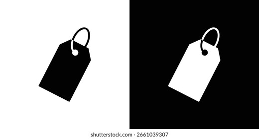 Label icon in flat version on black and white background