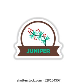 Label icon on design sticker collection kitchenware seasoning juniper with ribbon