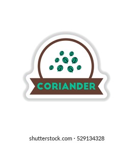 Label icon on design sticker collection kitchenware seasoning coriander with ribbon