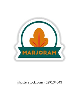 Label icon on design sticker collection kitchenware seasoning marjoram with ribbon