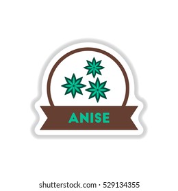 Label icon on design sticker collection kitchenware seasoning anise with ribbon
