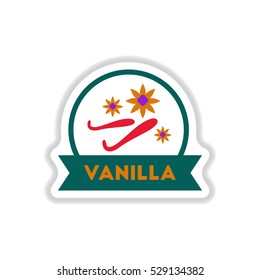 Label icon on design sticker collection kitchenware seasoning vanilla with ribbon