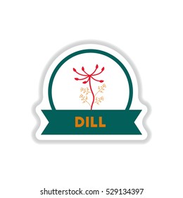 Label icon on design sticker collection kitchenware seasoning dill with ribbon