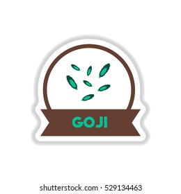 Label icon on design sticker collection kitchenware seasoning goji with ribbon