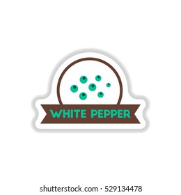 Label icon on design sticker collection kitchenware seasoning white papper with ribbon