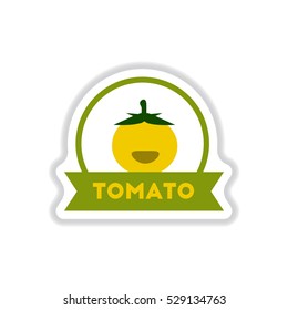 Label icon on design sticker collection tomato with ribbon