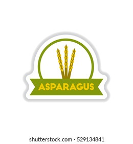 Label icon on design sticker collection asparagus with ribbon