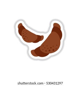 Label icon on design sticker collection two croissant