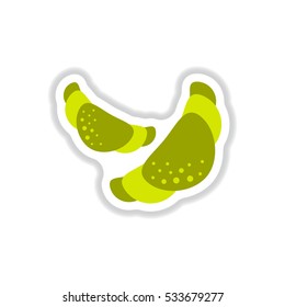 Label icon on design sticker collection two croissant