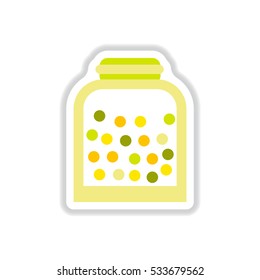 Label icon on design sticker collection candy in jar